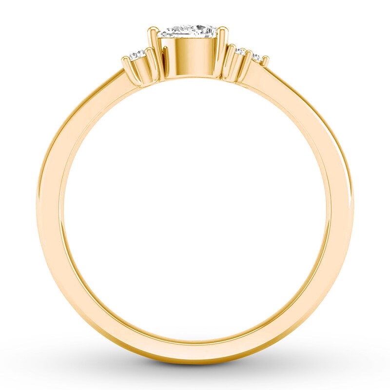 Diamond Ring 1/5 ct tw Pear & Round 10K Yellow Gold