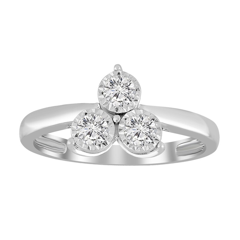 Three-Stone Diamond Ring 1/4 ct tw Round-cut Sterling Silver