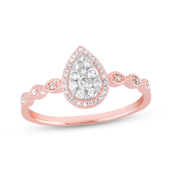 Multi-Diamond Pear-Shaped Halo Promise Ring 1/4 ct tw 10K Rose Gold