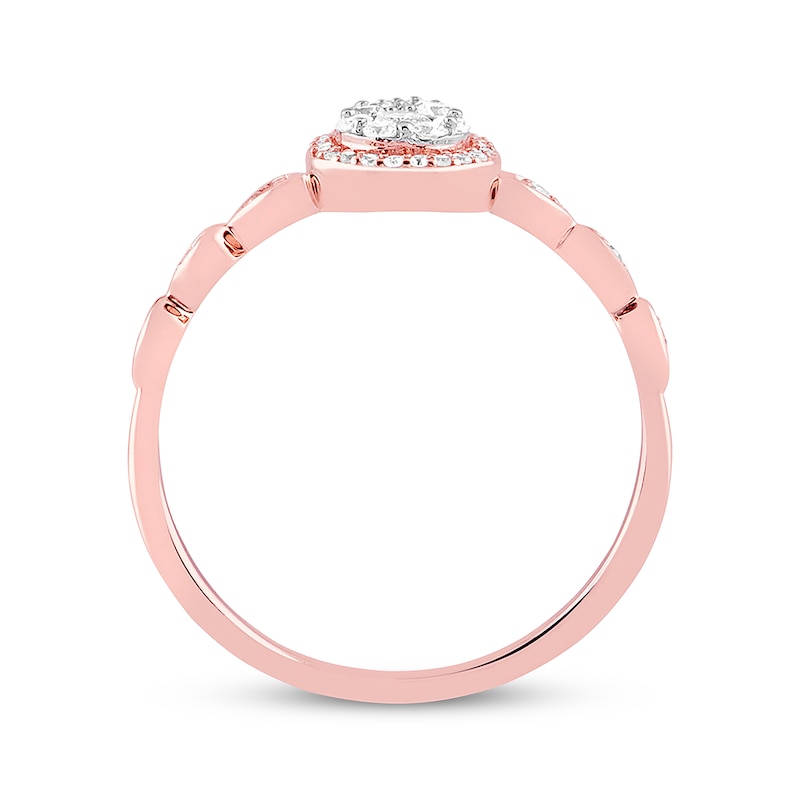 Main Image 3 of Multi-Diamond Pear-Shaped Halo Promise Ring 1/4 ct tw 10K Rose Gold