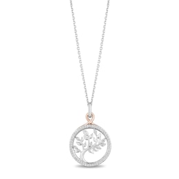 Hallmark Diamonds Necklace 1/8 ct tw Sterling Silver & 10K Rose Gold 18&quot;