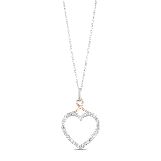 Hallmark Diamonds Necklace 1/5 ct tw Sterling Silver & 10K Rose Gold 18"