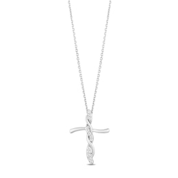Hallmark Diamonds Cross Necklace 1/10 ct tw Sterling Silver 18&quot;