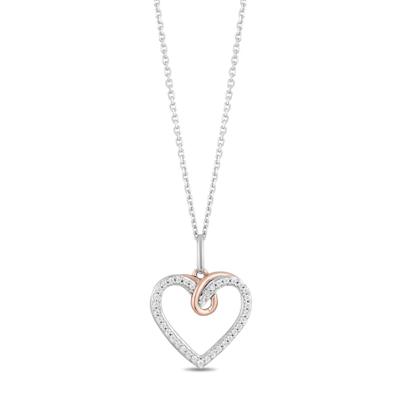 Hallmark Diamonds Heart Necklace 1/10 ct tw Sterling Silver & 10K Gold 18"