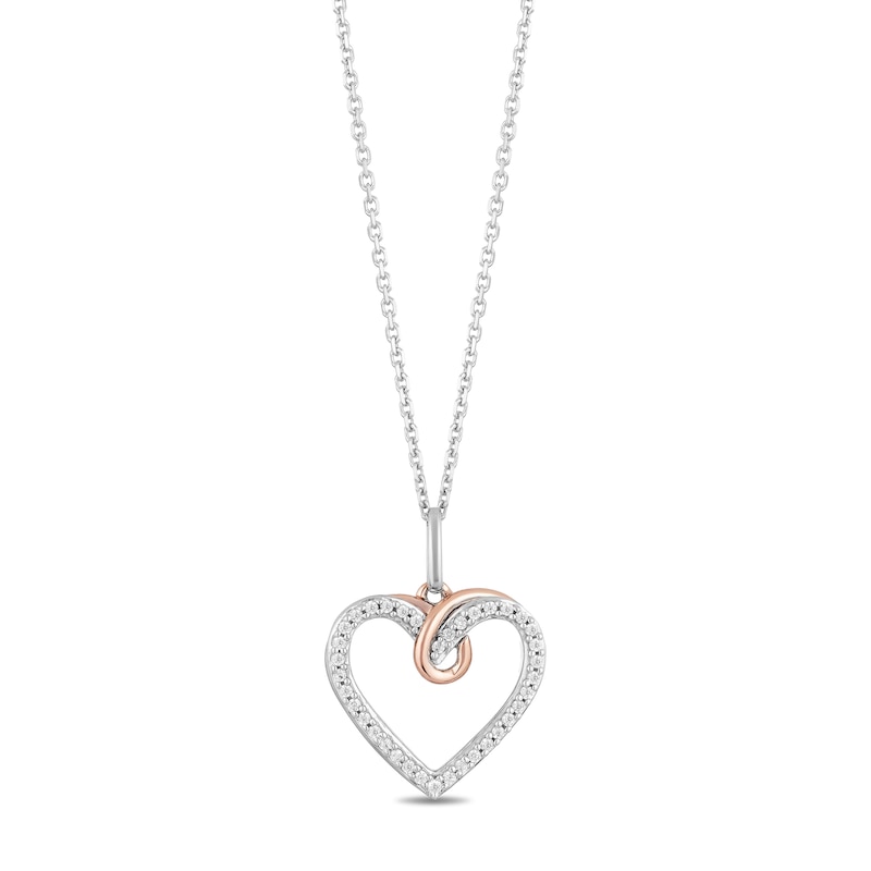 Hallmark Diamonds Heart Necklace 1/10 ct tw Sterling Silver & 10K Rose Gold 18"