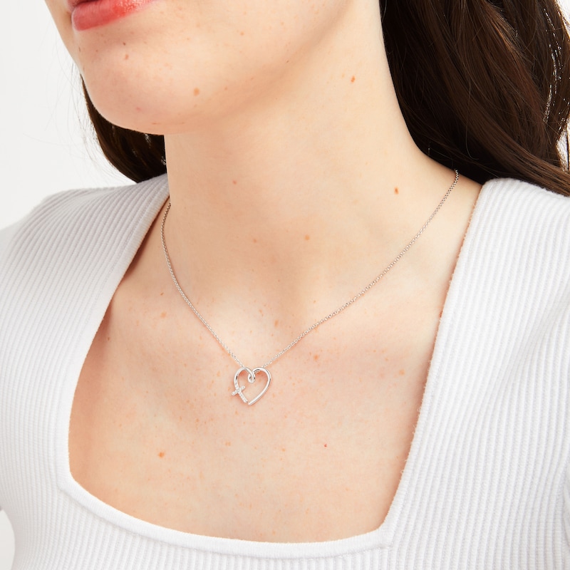 Main Image 3 of Hallmark Diamonds Heart Necklace 1/20 ct tw Sterling Silver 18"