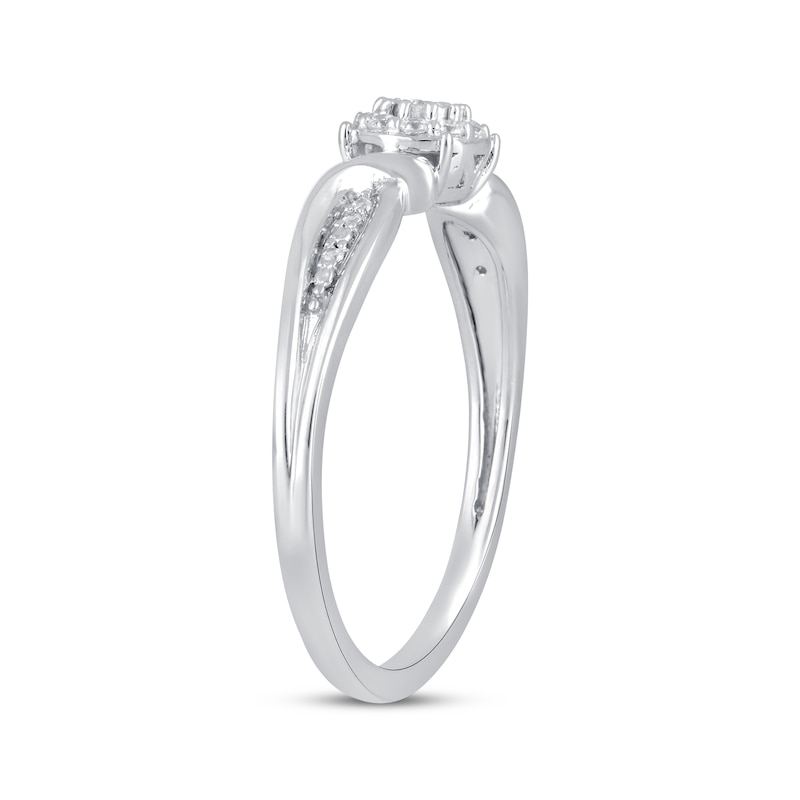 Main Image 2 of Diamond Halo Twist Promise Ring 1/10 ct tw 10K White Gold