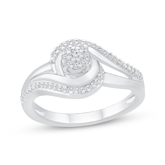 Multi-Diamond Bypass Promise Ring 1/6 ct tw Sterling Silver