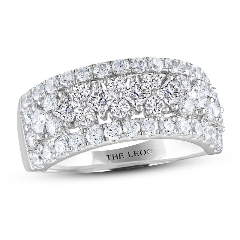 THE LEO Diamond Anniversary Ring 1-3/4 ct tw Princess & Round-cut 14K White Gold