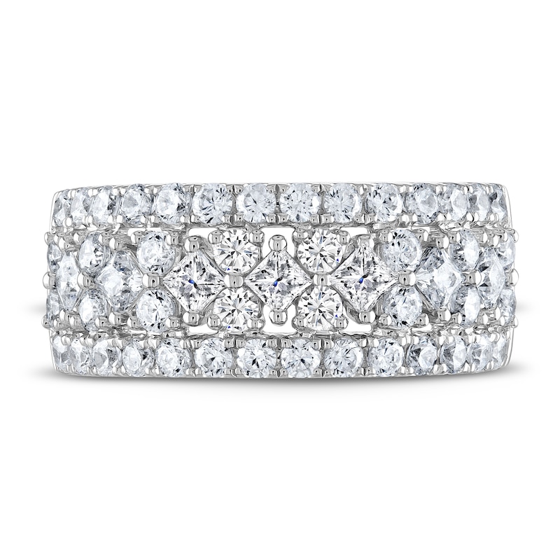 THE LEO Diamond Anniversary Ring 1-3/4 ct tw Princess & Round-cut 14K White Gold