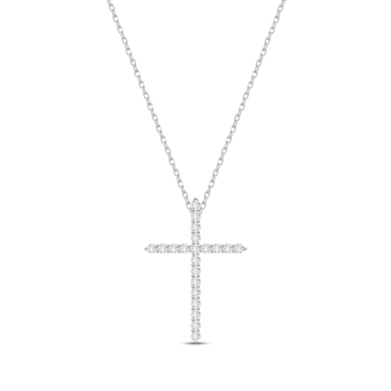 Lab-Created Diamonds by KAY Cross Necklace 1/2 ct tw 14K White Gold 18"