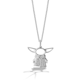 Star Wars Grogu Necklace 1/10 ct tw Diamonds Sterling Silver 18&quot;