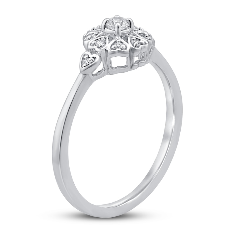 Main Image 2 of Diamond Heart Halo Ring 1/10 ct tw Round-Cut Sterling Silver