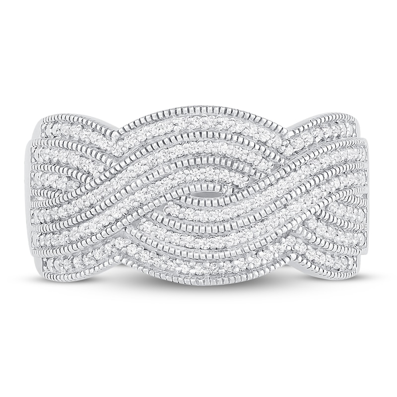 Main Image 2 of Diamond Crisscross Ring 1/4 ct tw Round-cut Sterling Silver