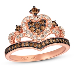 Le Vian Chocolate Diamond Royalty Tiara Ring 1/2 ct tw 14K Strawberry Gold