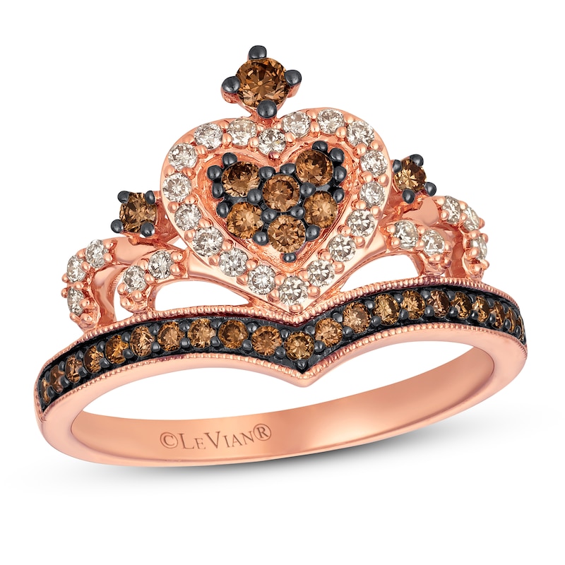 Le Vian Chocolate Diamond Royalty Tiara Ring 1/2 ct tw 14K Strawberry Gold