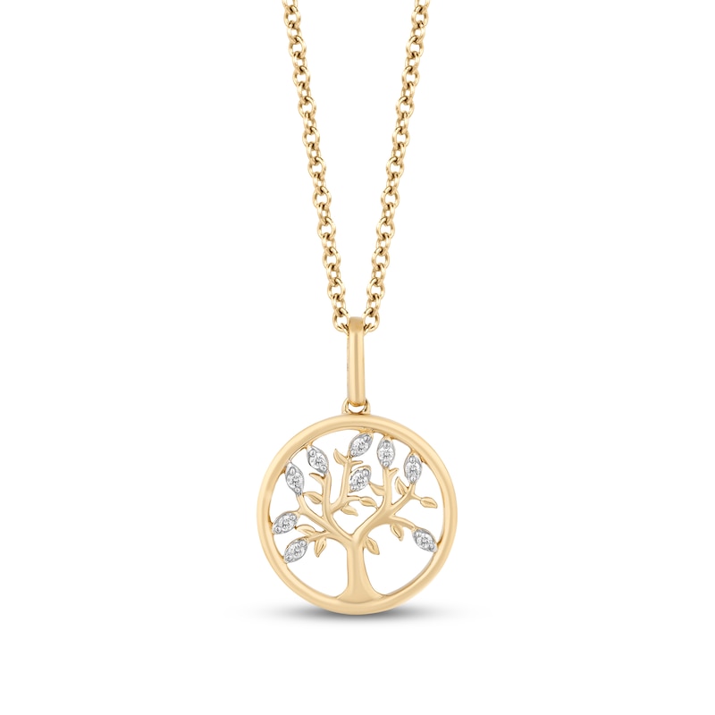 Hallmark Diamonds Tree of Life Necklace 1/20 ct tw 10K Yellow Gold 18"