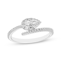 Forever Connected Diamond Ring 1/3 ct tw Pear & Round-cut 10K White Gold