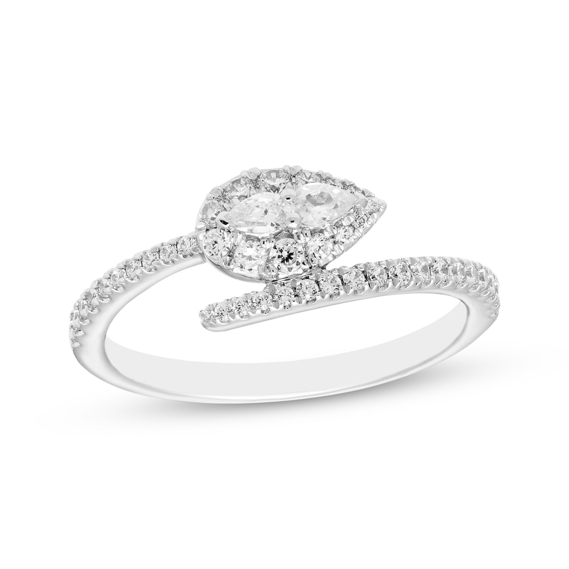 Main Image 1 of Forever Connected Diamond Ring 1/3 ct tw Pear & Round-cut 10K White Gold