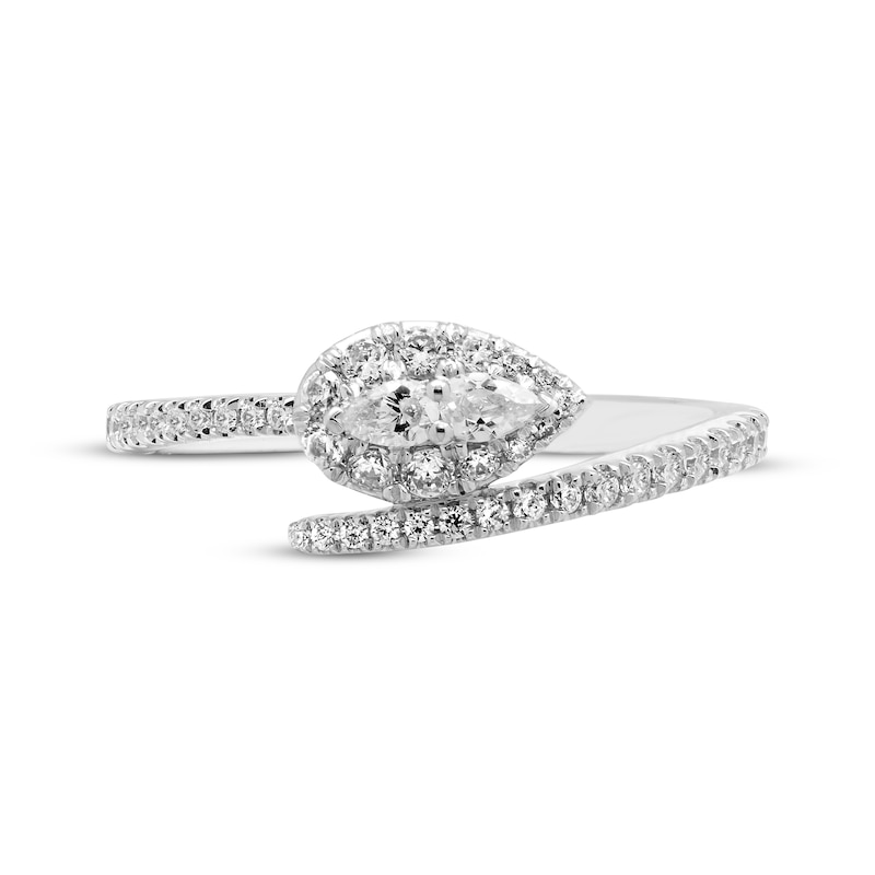 Main Image 3 of Forever Connected Diamond Ring 1/3 ct tw Pear & Round-cut 10K White Gold