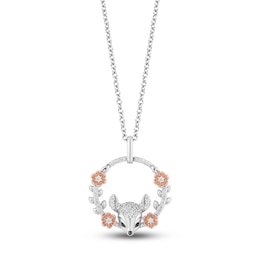 Disney Treasures &quot;Bambi&quot; Diamond Necklace 1/6 ct tw Sterling Silver & 10K Rose Gold 17&quot;