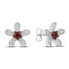 Thumbnail Image 0 of Disney Treasures Garnet & Diamond Vintage Mickey Flower Earrings 1/6 ct tw Sterling Silver