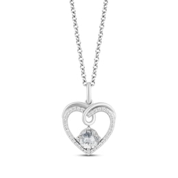 Hallmark Diamonds White Topaz Heart Necklace 1/10 ct tw Sterling Silver 18&quot;