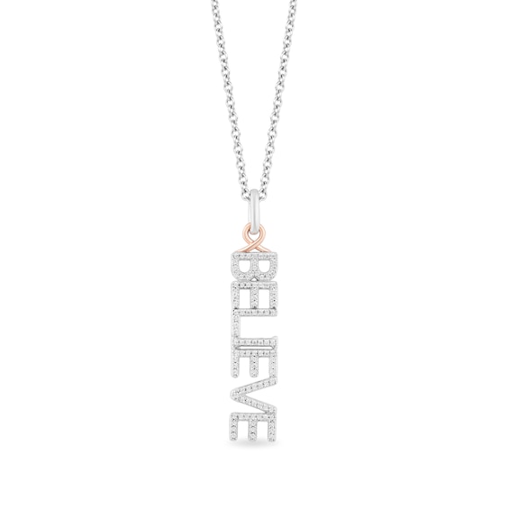 Hallmark Diamonds "Believe" Necklace 1/5 ct tw Round-Cut Sterling Silver & 10K Rose Gold 18"