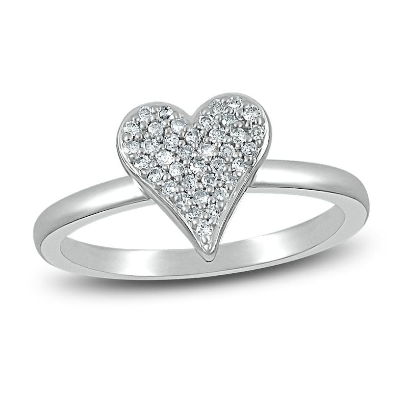 Main Image 1 of Diamond Heart Ring 1/6 ct tw Round-cut Sterling Silver