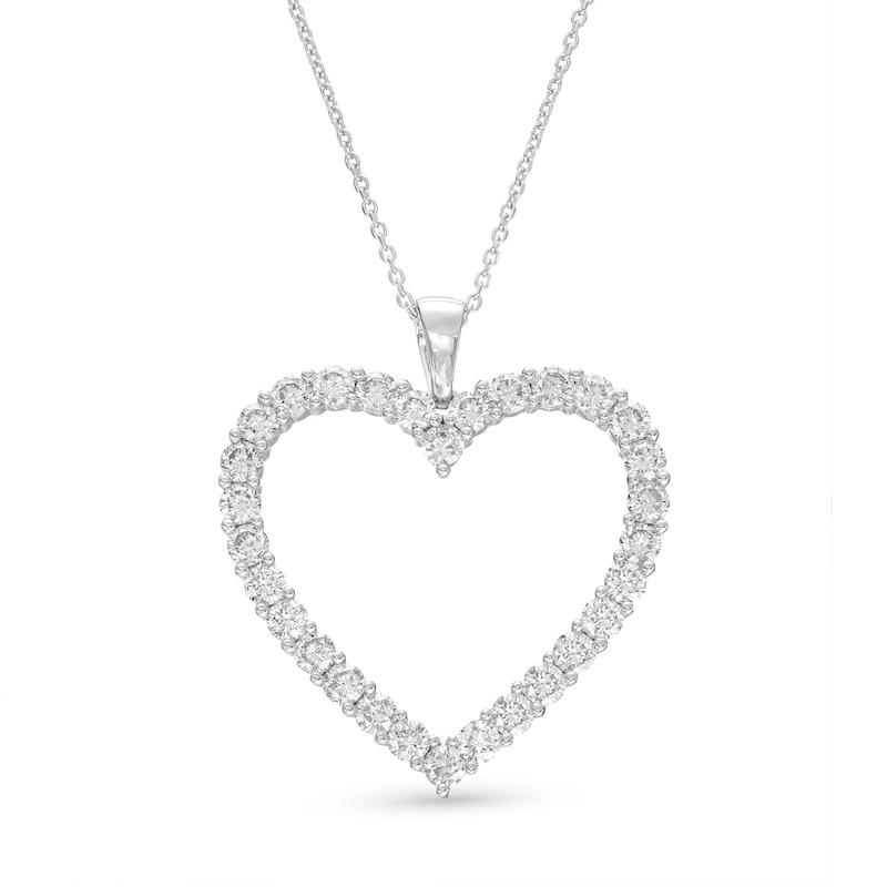 Main Image 1 of KAY Lab-Grown Diamonds Heart Necklace 1-1/2 ct tw Round-Cut 14K White Gold 18"