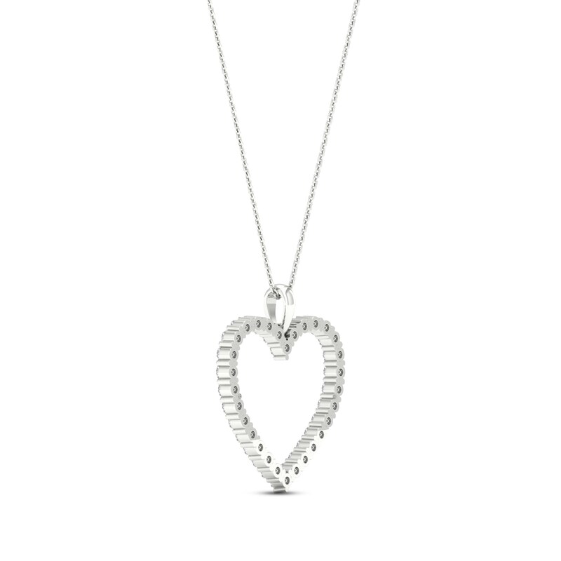 Main Image 4 of KAY Lab-Grown Diamonds Heart Necklace 1-1/2 ct tw Round-Cut 14K White Gold 18"