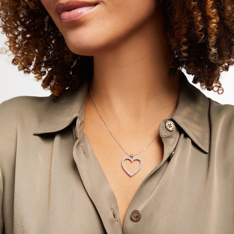 Main Image 5 of KAY Lab-Grown Diamonds Heart Necklace 1-1/2 ct tw Round-Cut 14K White Gold 18"
