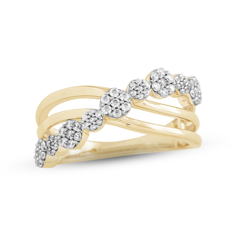Main Image 1 of Diamond Bypass Cluster Ring 1/3 ct tw Round-cut 10K Yellow Gold
