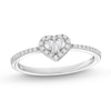 Thumbnail Image 1 of Baguette & Round-Cut Multi-Diamond Heart Promise Ring 1/5 ct tw 10K White Gold