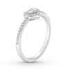 Thumbnail Image 2 of Baguette & Round-Cut Multi-Diamond Heart Promise Ring 1/5 ct tw 10K White Gold