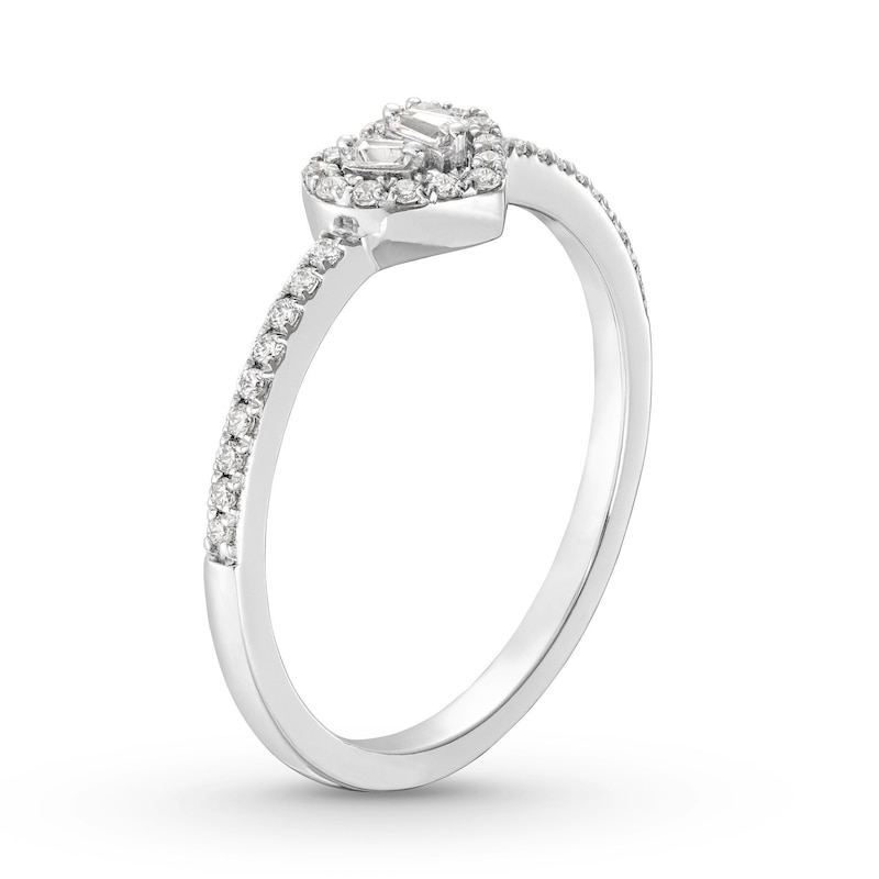 Main Image 2 of Baguette & Round-Cut Multi-Diamond Heart Promise Ring 1/5 ct tw 10K White Gold