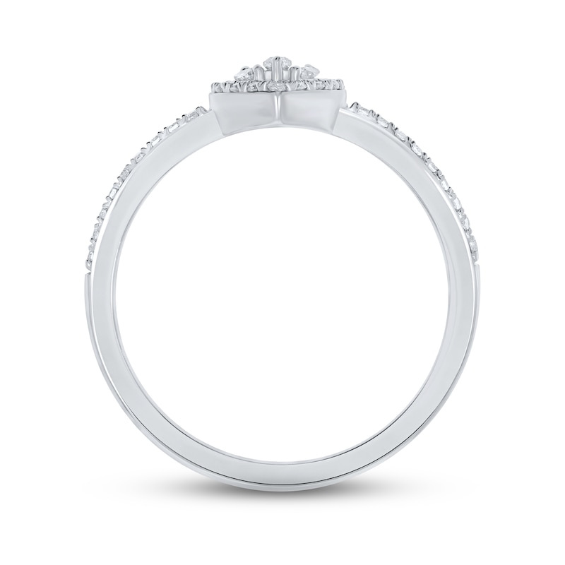 Main Image 3 of Baguette & Round-Cut Multi-Diamond Heart Promise Ring 1/5 ct tw 10K White Gold