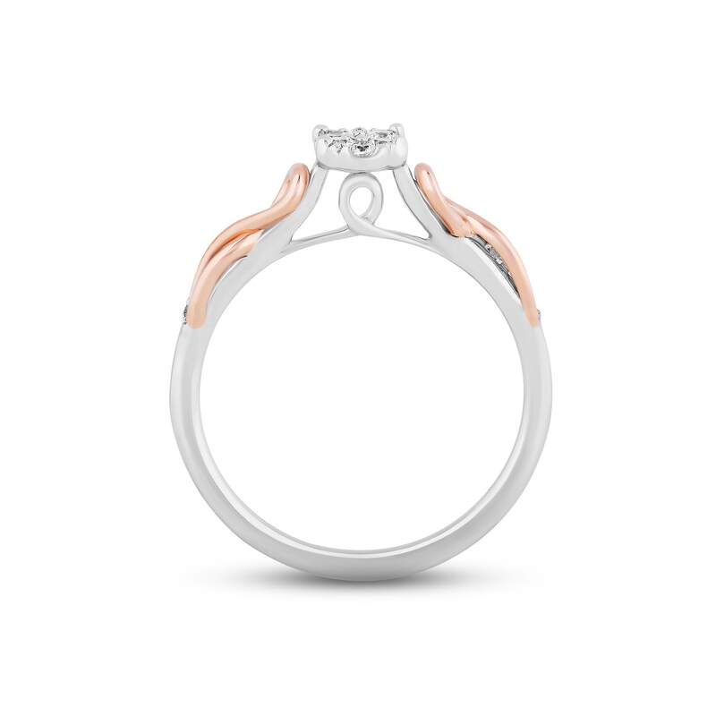Hallmark Diamonds Multi-Diamond Oval-Shaped Promise Ring 1/5 ct tw Sterling Silver & 10K Rose Gold