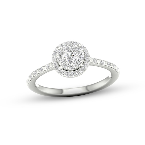 Multi-Diamond Halo Promise Ring 1/4 ct tw 10K White Gold