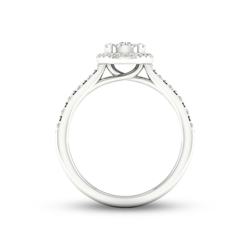 Main Image 4 of Multi-Diamond Halo Promise Ring 1/4 ct tw 10K White Gold
