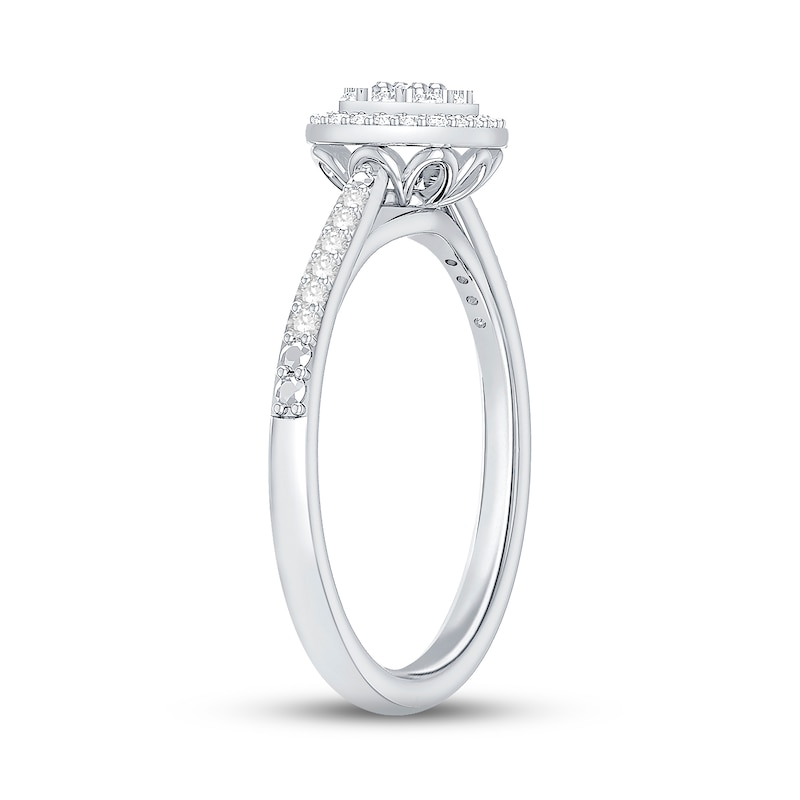 Main Image 2 of Multi-Diamond Cushion Halo Promise Ring 1/4 ct tw 10K White Gold