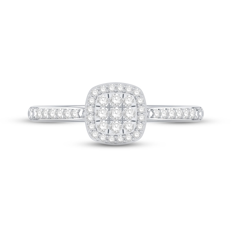 Main Image 3 of Multi-Diamond Cushion Halo Promise Ring 1/4 ct tw 10K White Gold