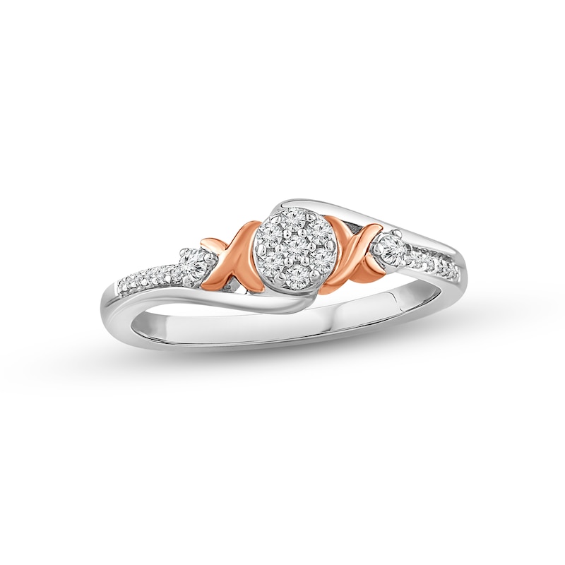XO from KAY Multi-Diamond Promise Ring 1/6 ct tw Round-cut Sterling Silver & 10K Rose Gold