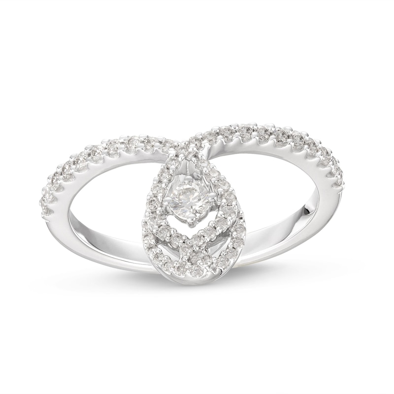 Main Image 1 of Love Entwined Diamond Ring 1/3 ct tw Round-cut 10K White Gold