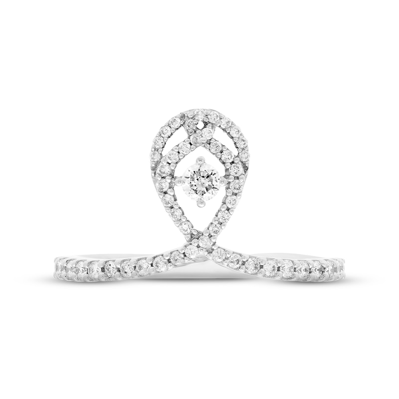 Main Image 3 of Love Entwined Diamond Ring 1/3 ct tw Round-cut 10K White Gold