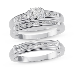 Adore His & Hers Round-Cut Diamond Three-Piece Bridal Set 1/3 ct tw 10K White Gold