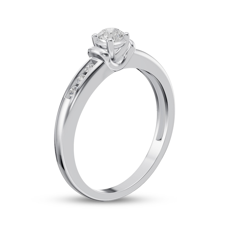 Main Image 2 of Adore Round-Cut Diamond Engagement Ring 1/5 ct tw 10K White Gold