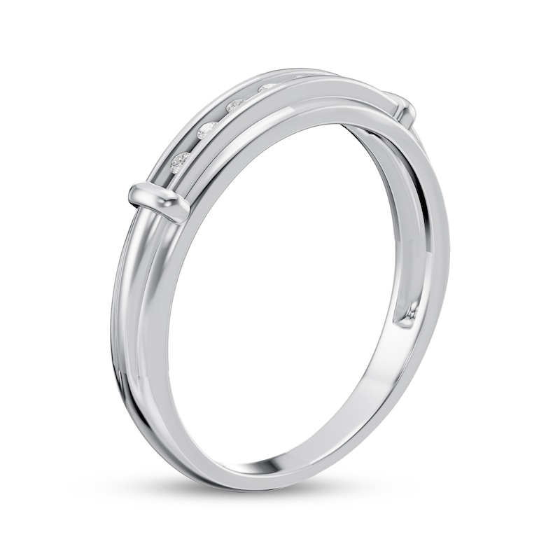 Main Image 9 of Adore Men's Diamond Wedding Band 1/20 ct tw 10K White Gold