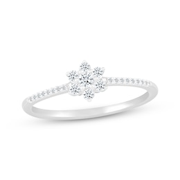Diamond Flower Promise Ring 1/5 ct tw 10K White Gold