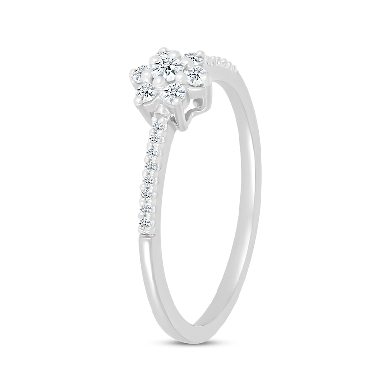 Main Image 2 of Diamond Flower Promise Ring 1/5 ct tw 10K White Gold
